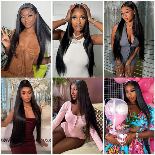 Black Bundles Human Hair Straight Human Hair Bundles Brazilian Virgin Mixed Length 14 16 18 Inch GveoXvo Color 1B Bundle Hair Weave