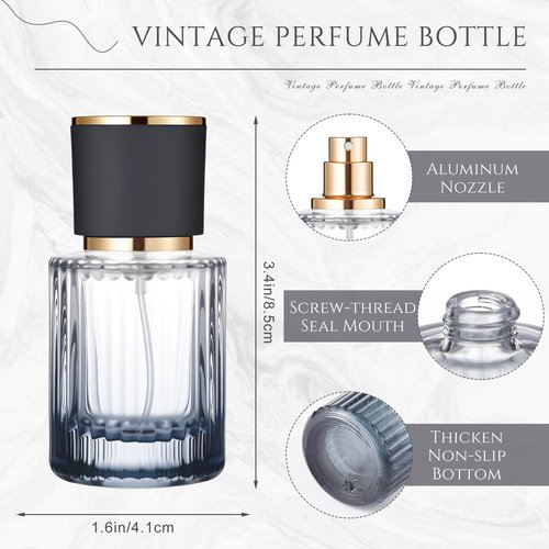 Teenyyou 12 Pcs 30 ml Perfume Cologne Bottles Empty Refillable Travel Glass Chic Empty Perfume Spray Bottles Decorative Set for Men Women Portable Dispenser Fragrance Container Set