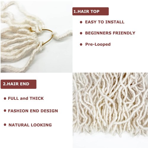 White 7 Packs Soft Locs 36 Inch Faux Locs Crochet Hair for Black Women Whole Strand Pre-looped Long New Locs Braiding Hair Extension