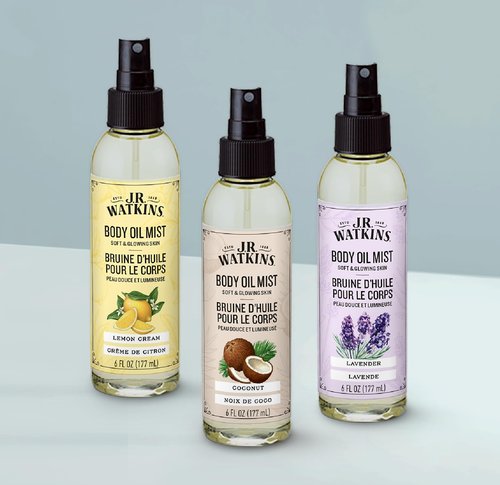 J.R. Watkins Naturally Hydrating Body Oil Mist, Lemon Cream, 6 fl oz, 2 Pack
