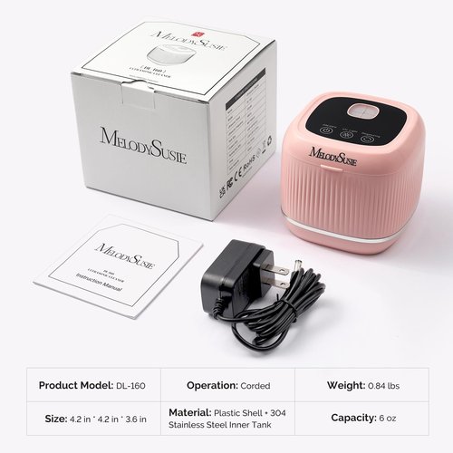 [2025 Upgraded] MelodySusie 2 in 1 Nail Tool Cleaning Machine, 3 Timers Mode for Nail Drill Bits, Nail Art Brush, Nail Clipper, Jewelry Cleaning, Salon & Home Use, Pink,DL-160