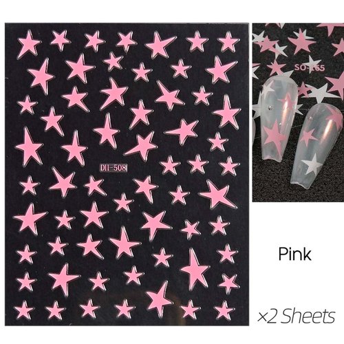 14 Sheets Star Nail Art Stickers Black White Pink Blue Laser Silver Gold Star Nail Decals Big Tiny Irregular Stars Stickers for Nails Self Adhesive Nail Art Supplies & Decorations for Women