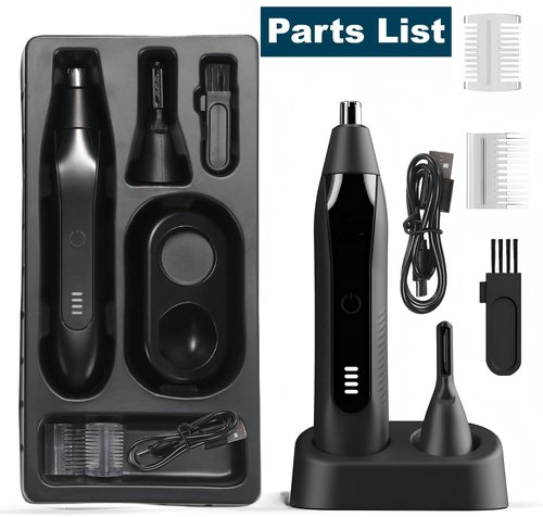 VBXBKC Ear and Nose Hair Trimmer for Men, 2025 Professional Painless USB Rechargeable Eyebrow & Facial Electric Hair Trimmer for Men Women, Powerful Motor, Dual Edge Blades (Black-UC02)
