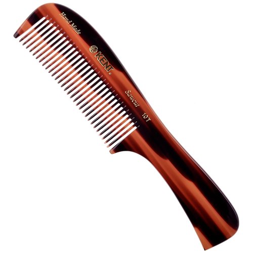 Kent 10T Tortoise Large Detangler Comb, Handmade Wide Tooth Comb for Curly and Thick Hair, Detangling Combs For Wet and Dry Hair, Saw-Cut and Hand Polished Handmade in England