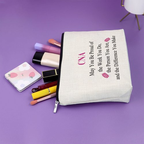 Sazuwu CNA Gifts Thank You Gifts for Nurse Makeup Bag Nursing Assistant Gift Graduation Gift for CNA Cosmetic Bag Appreciation Gifts CNA Week Gifts Retirement Birthday Gift Cosmetic Travel Pouch