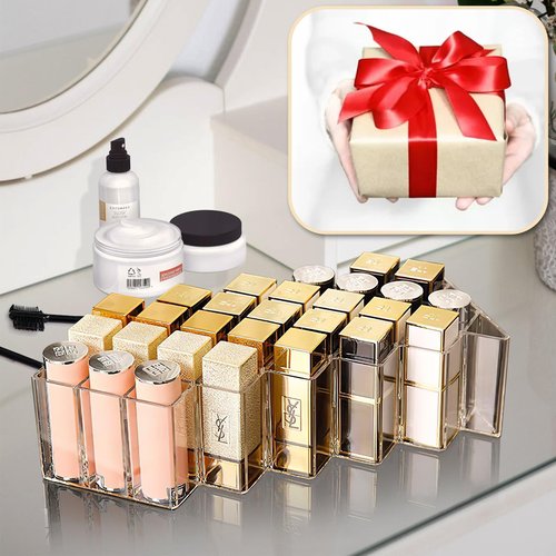 Hebaogugu Lipstick Organizer, 28 Slots Acrylic Lip Holder, Stackable Lip Gloss Organizer, Fish Lipstick Tower Holder Storage for Cosmetic Bathroom Vanity Countertop Display (28 Slots)