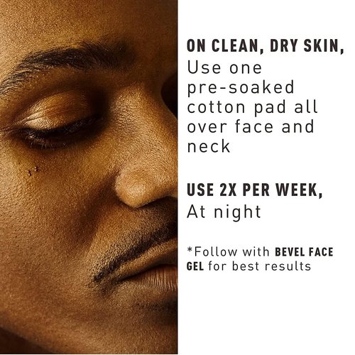 Bevel 10% Glycolic Acid Toner Pads for Face, Helps Remove Dead Skin Cells and Reduce Ingrown Hairs for Even Skin Tone and Texture, 45 Count (Packaging May Vary) (Pack of 2)