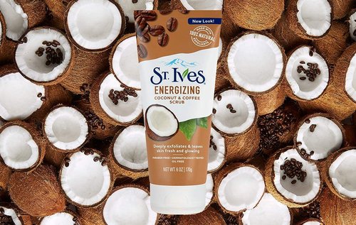 St. Ives Rise and Energize Face Scrub Deep Exfoliating Scrub Coconut and Coffee Dermatologist-Tested, 100% Natural Exfoliants Face Wash 6 oz 6 Count