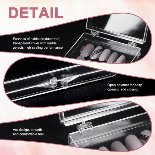 30Boxes Large (8 x 8cm) Press On Nail Packaging Storage Box and 90pcs Adhesive Tabs - Acrylic Organizer Case for Artificial Nail for Nail Business Supplies (clear, L)