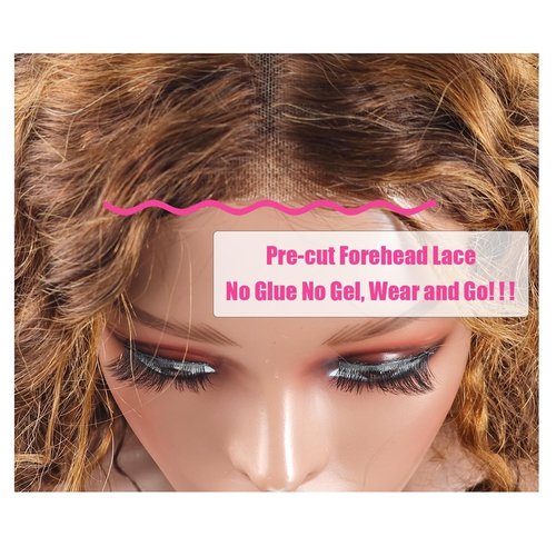 Ombre Bob Wig Human Hair 4/27 Highlight Wear and Go Glueless Wig Deep Wave Curly Honey Blonde Lace Front Bob Wigs 180 Density 8 Inches