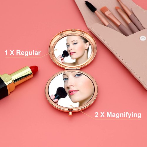 2 PCS Girls Weekend Gift for Girls Getaway Gift Compact Makeup Mirror Friendship Presents for Trip Teens Sister Best Friend Daughter Bachelorette Party Presents Vacation Travel Makeup Mirror 2 Pack