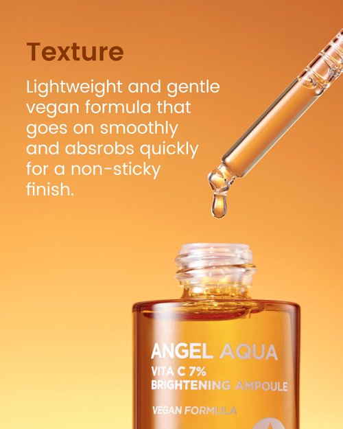 BEYOND Angel Aqua Vita C 7% Ampoule (1.01fl oz) - Vegan Vitamin C Serum for blemish Reduction, Even Skin Tone & Sensitive Skin Care. with 7% Pure Vitamin C, Panthenol,