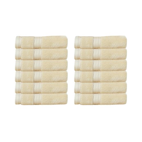 Home Weavers Elegance Essentials 550GSM 100% Cotton Zero Twist Super Absorbent Wash Cloth (Set of 12) - 13"x13", Yellow