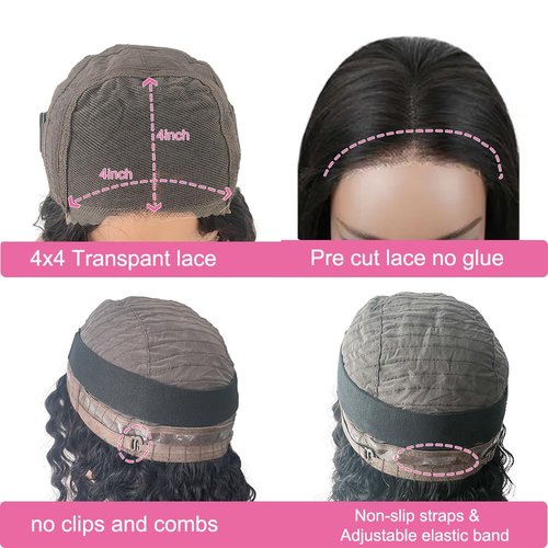 Ablvari Curly Bob Wig Human Hair Water Wave 4x4 Lace Closure Glueless Wear and Go Bob Curly Wigs Pre Plucked Pre Cut Short Bob Wig Curly Human Hair Natural Hairline for Beginner Friendly 12 Inch