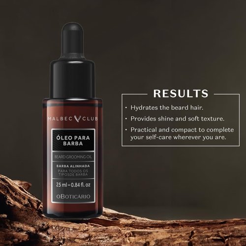 Malbec Club Pre Shave and After Shave Oil for Men, Grooming Oil, Hydrating Scented Beard Oil & Softener No Rinse Conditioner, 25ml