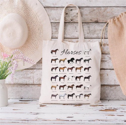 TOBGBE Horse Travel Bag - Inspirational Floral Equestrian Gift for Women (Many Horses)