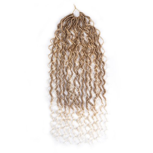 Ahrencan Boho Goddess Locs Crochet Hair 22 Inch, 8 Packs Two Tone Crochet Goddess Locs With Curly Ends,Trendy Faux Locs Crochet Hair For Women Human Hair Crotchet Braids(22in,(pack of 8),T27/613#)