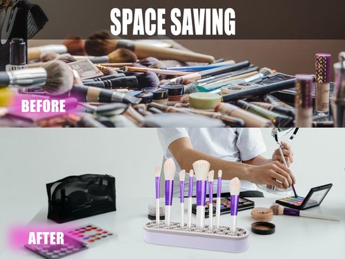 GDFYMI 1Pcs Silicone Makeup Brush Holder Stand Light Grey Make Up Brush Organizers Makeup Brushes Holder Organizer for Painting Pen Brushes Nail Clippers Drill Pens Ruler Sewing Craft Tools