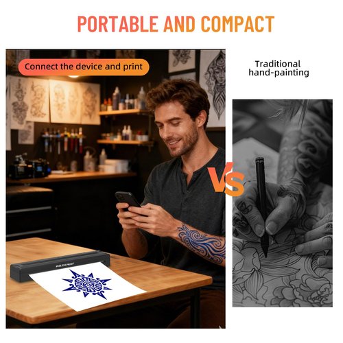 INKLESSPRINT Tattoo Stencil Printer Machine for Tattooing, Portable Bluetooth Thermal Tattoo Transfer Printer for Tattoo Artists & Enthusiasts., Compatible with Android, iOS, Windows