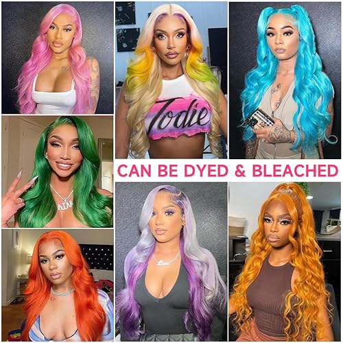 613 Lace Front Wig Human Hair Body Wave Blonde Wig Human Hair Pre Plucked With Baby Hair 180% Density for Women (34 Inch)