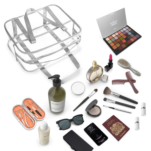 UEOE Large Thick PVC Zippered Bags - Cosmetic Makeup Toiletry Bags For Daily Work, Travel, Sports (Grey)