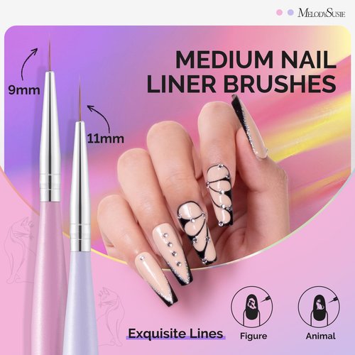 MelodySusie Rechargeable Cordless Electric Nail Drill,PC180E MelodySusie Nail Art Liner Brushes 5Pcs