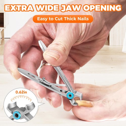 Nail Clippers for Men Thick Ingrown Nails, Heavy Duty Large Toe Nail Clippers for Thick Nails for Seniors with Wide Opening, Upgraded Slanted Curved Ingrown Toenail Clippers