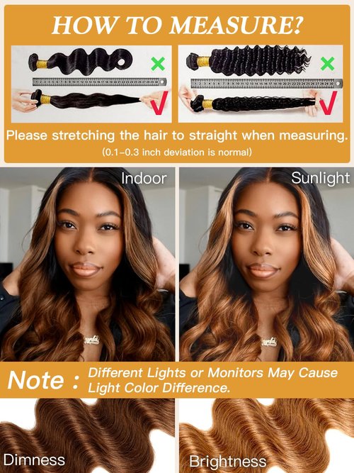 Two Tone Color T1B/30 Ombre Honey Brown Human Hair Bundles Body Wave, #T30 Ombre Light Auburn Brown Loose Wave Sew In Quick Weave Hair Tracks, 12A 100% Unprocessed Raw Brazilian Virgin Hair 14 Inch