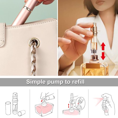 YEEJOK Refillable Perfume Atomizers, Pefume Spray Bottles, 2 Pack 5ml Portable Mini Cologne Scent Pump Case Container for Men and Women-Black+Black