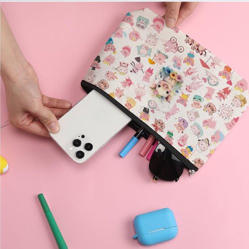ZHAMEN Pig Gifts Pig Makeup Bag Pig Lover Gifts for Women Female Her Teen Girl Daughter Sister Animal Lovers Girlfriend BFF Best Friend Farm Animals Cosmetic Bag Mothers Nurse Day Graduation Birthday
