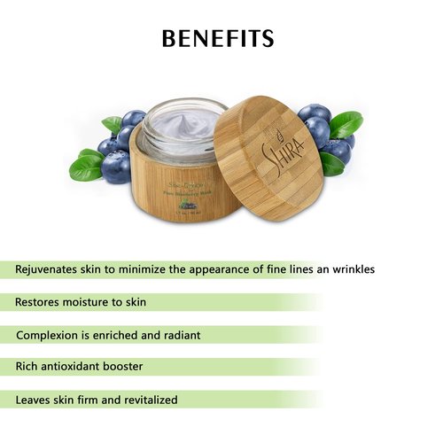 Shira Shir-Organic Pure Blueberry Facial Mask For Nourished Wrinkle-Free and Radiant Skin With Organic Anti-Aging Formula Leaves skin soft moisturized and hydrated. (15 ML)