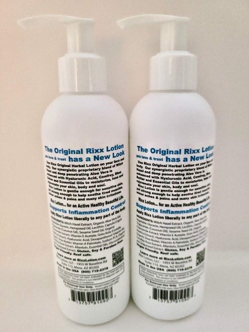 Rixx Lotion Original Natural Herbal Blend (2-pack) with Witch Hazel, Aloe Vera, Shea Butter, Hyaluronic Acid & Essential Oils. Moisturizer and Skin Toner for Face and Body.
