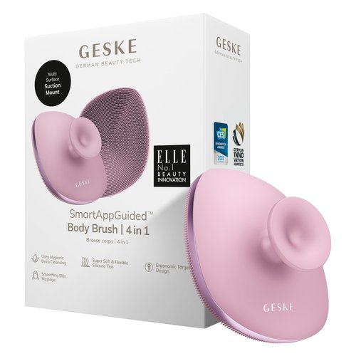 GESKE Body Brush | 4 in 1 | Design with Metal Ring | Cleansing Brush for The Entire Body | Professional Deep Cleaning | Soft Silicone Bristles | Ergonomic Two-Finger Design