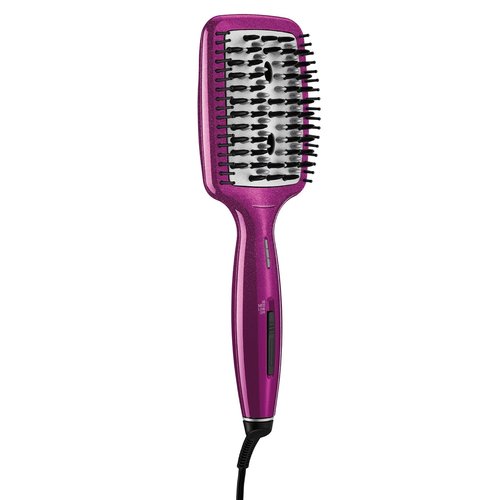 Conair Diamond-Infused Ceramic Smoothing Hot Brush/Straightening Brush, Pink, 400 Degree High-Heat with 3 Settings