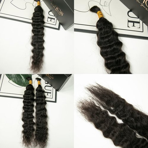YWIGS Wet and Wavy Human Braiding Hair for Boho Braids 50G No Weft Virgin Human Hair Bulk Human Hair for Braiding 20inch