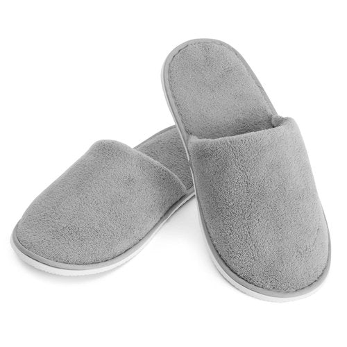 Juvale Disposable Guest Slippers - Cotton Fleece Comfort & Hotel Slipper - Travel Footwear Individually Wrapped for Hygiene - Pack of 12, Gray, US Men 11/Women 12