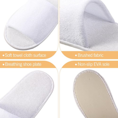 Geyoga 24 Pairs Spa Disposable Slippers Open Toe Non Slip Slippers for Women Men Guests Hotels Home Party Housewarming(White)