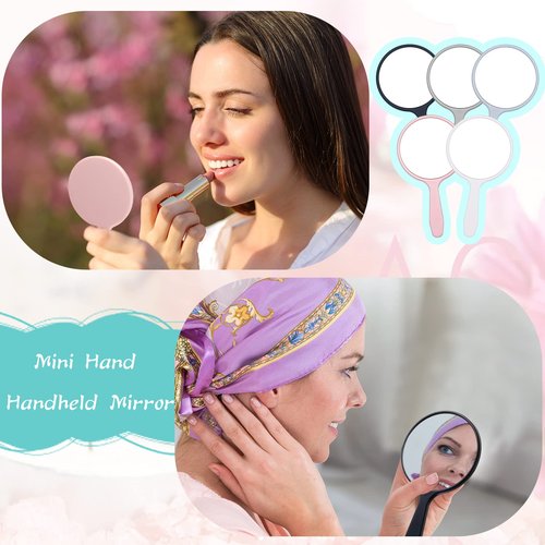 Vinsot 50 Pieces Handheld Mirror Small Hand Mirror Bulk with Handle Plastic Travel Makeup Cosmetic Compact Portable Vanity 3.94 x 2.16 Inch for Women Men Girls Kids Daily DIY Use(50 Pieces)