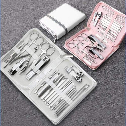 Manicure Pedicure Kit 26 Pieces, Professional Nail Clippers Set Stainless Steel with Leather Case, Portable Nail Care Tools for Home Use, Gift Idea (Black)