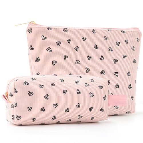 Apxouans Makeup Bag for Women Fashion Heart Shape Cosmetic Bag for Travel Toiletry Bag for Teen Girls Preppy Teacher Gifts Trendy Stuff Pink
