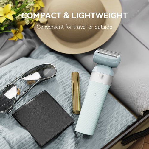 unibono 3-in-1 Electric Razor for Women,Dual-Foil Electric Shaver for Woman Face,Legs,Armpit,Rechargeable Bikini Trimmer,3-,Intimate Shaver with Illumination,Public Hair Trimmer Women (Light Blue)