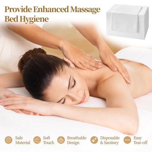 100PCS Disposable Massage Table Sheets, 71” x 31.5” Disposable Massage Bed Covers, Breathable Non-Woven Fabric Tattoo Bed Sheets, Single Use Hygiene Sheet for SPA Centers, Beauty Salons, Hotels