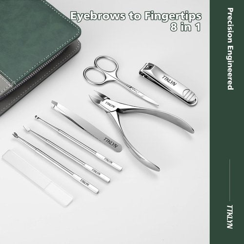 TTKLYN Manicure Kit for Women, Stainless Steel Nail Kit with PU Leather Case, Precision Pedicure Tools for Feet