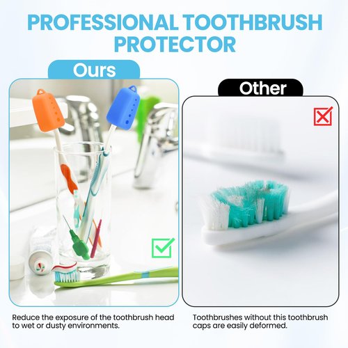 Lapfoon 8 Pack Silicone Toothbrush Covers, Tooth Brush Cover Cap for Electric & Manual Toothbrushes, Toothbrush Travel Essentials