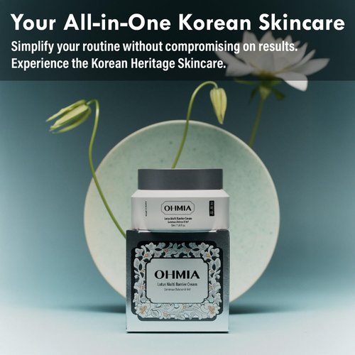 OHMIA Korean Anti-Aging & Firming Face Moisturizer - Lotus Multi Barrier Cream with Niacinamide & Rice - Soothing for Sensitive Skin - Fragrance-Free - 1.69 fl oz