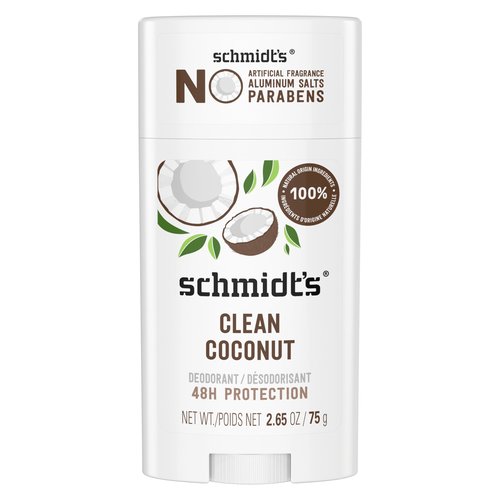 Schmidt's Aluminum Free Natural Deodorant 2 Pack - Bergamot & Lime and Clean Coconut Scents, 24 Hour Odor Protection, Cruelty Free