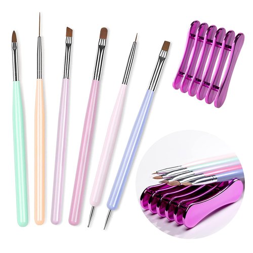RARJSM Gel Liner Nail Art, Cotton Candy Collection Painting Gel Nail Art Polish Set Wire Drawing Gel for Nail Adesign Nail Art Brushes Set 6 Pcs Nail Art Design Pen Painting Tools