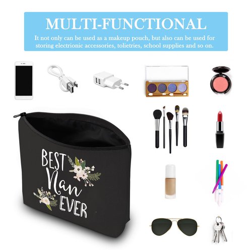 GJTIM Nan Gift for Grandma Makeup Bag Mother's Day Gifts Grandmother Birthday Gifts Best Nan Ever Cosmetic Bag Travel bag (Best Nan Ever Black)