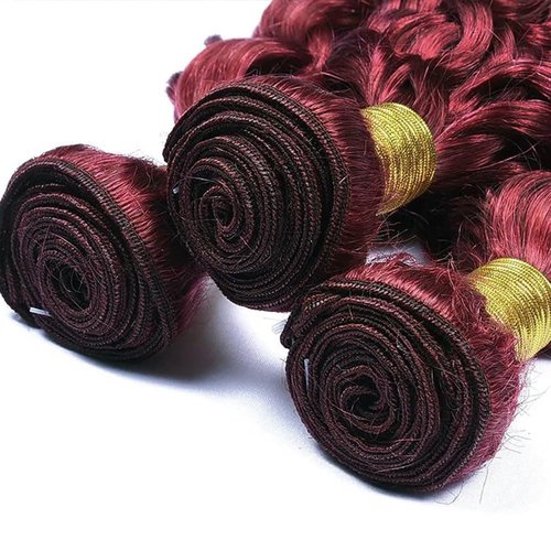 Water Wave Human Hair Bundles 14 16 18 Inch #99J Burgundy Bundles Human Hair Wine Red 12A Unprocessed Native Virgin Hair 50G Per Bundle 3 Extensions Wet and Wavy Weave for Women