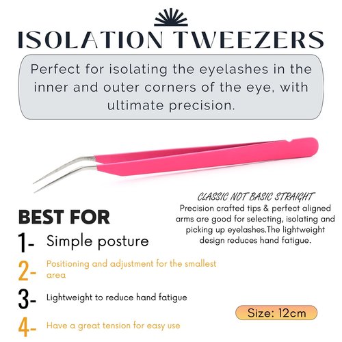 My Lash Tools New Isolation Lash Tweezers For Eyelash Extensions Best for Individual Isolation & Classic Lashes Japanese Stainless Steel Lightweight Precision Lashing Twisers (MattePInkJPs)